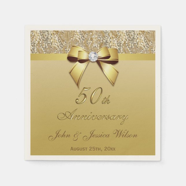 50th Gold Wedding Anniversary Napkin (Front)