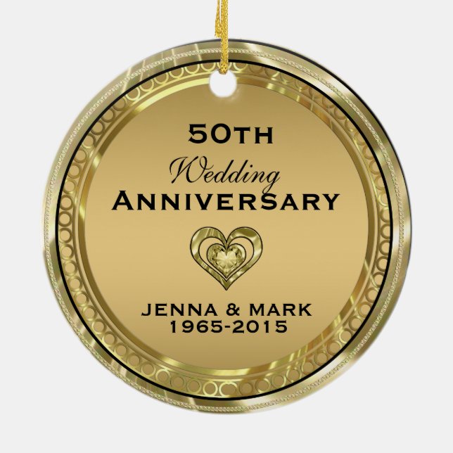 50th Gold Wedding Anniversary Ornament (Back)