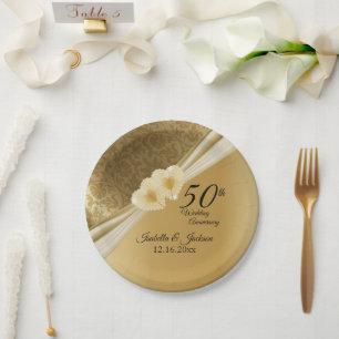 50th Gold Wedding Anniversary Paper Plate