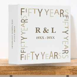 50th Gold Wedding Anniversary Photo Album (White) 3 Ring Binder