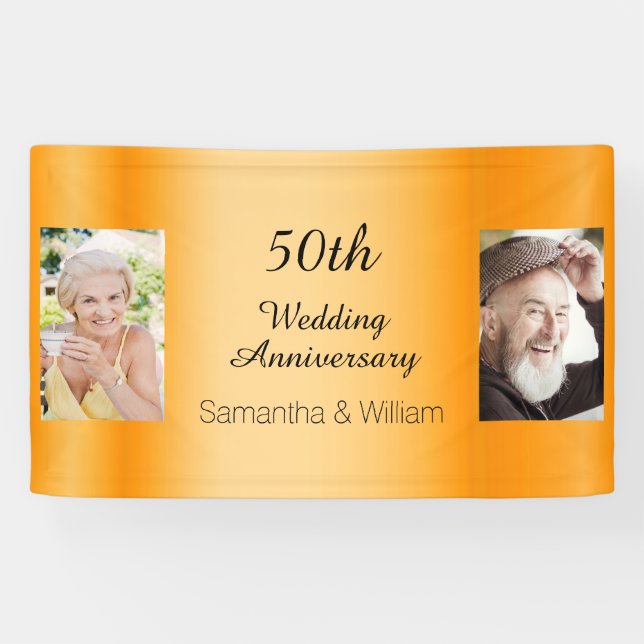 50th gold wedding anniversary photo banner (Horizontal)
