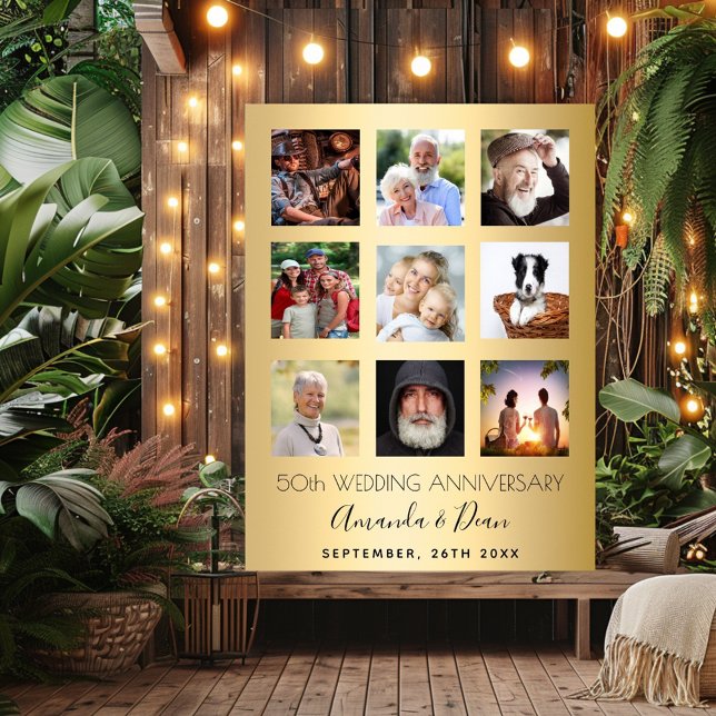 50th gold wedding anniversary photo collage poster (Creator Uploaded)