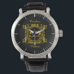 50th Gold Wedding Anniversary Watch<br><div class="desc">A crest style design for a married couple celebrating their 50 year wedding anniversary. This design is gold / yellow with the text Gold 50 years,  anniversary. A romantic,  commemorative gift idea.</div>