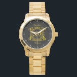 50th Gold Wedding Anniversary Watch<br><div class="desc">A crest style design for a married couple celebrating their 50 year wedding anniversary. This design is gold / yellow with the text Gold 50 years,  anniversary. A romantic,  commemorative gift idea.</div>