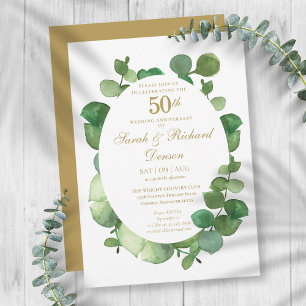 50th Golden Anniversary Eucalyptus Boho Greenery Invitation
