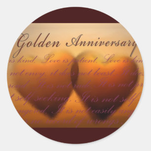50th Golden Anniversary heart design Classic Round Sticker