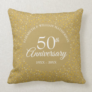 50th Golden Anniversary Love Hearts Confetti Cushion