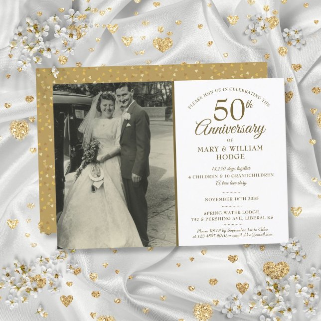 50th Golden Anniversary Memories Wedding Photo Invitation (50th Golden Anniversary Memories Wedding Photo Invitation)