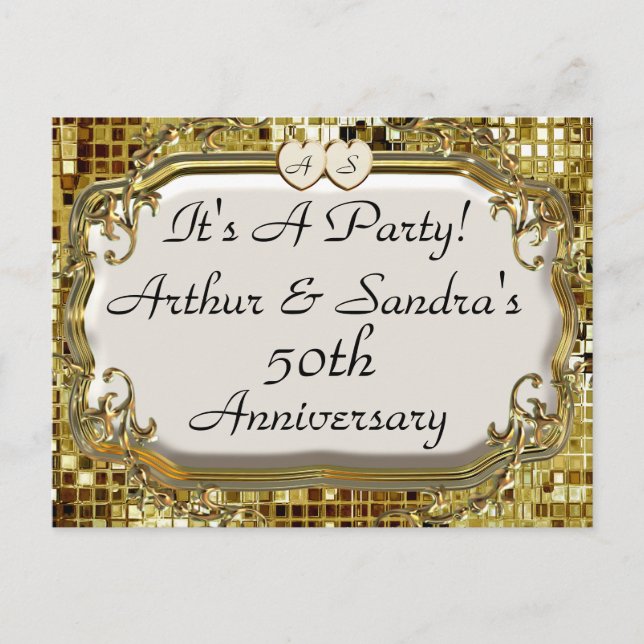 50th Golden Anniversary Party Invitation Postcards (Front)