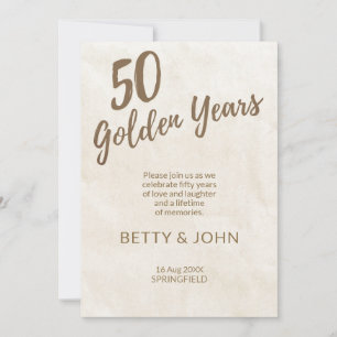 50th Golden Anniversary – Photo Ivory Linen Invitation