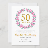 50th Golden Anniversary Pink Floral Wreath