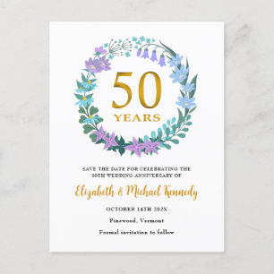 50th Golden Anniversary Save the Date Announcement Postcard