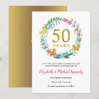 50th Golden Anniversary Save the Date Card