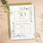 50th Golden Anniversary Save the Date Greenery  Invitation<br><div class="desc">Featuring delicate watercolour country garden greenery,  this chic save the date anniversary invitation can be personalised with your special 50 years anniversary celebration information,  with a golden background on the reverse. Designed by Thisisnotme©</div>