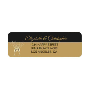 50th  Golden Anniversary Sparkle Black Gold Return Address Label