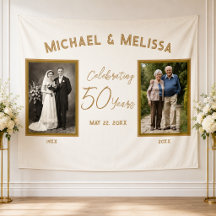 50th Golden Anniversary Then & Now Photo Tapestry