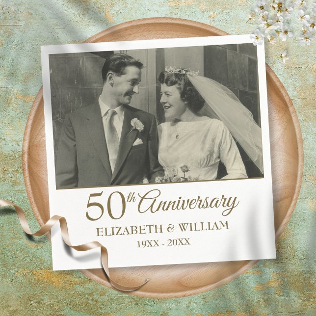 50th Golden Anniversary Wedding Photo Napkins (Creator Uploaded)