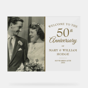 50th Golden Anniversary Wedding Photo Welcome Acrylic Sign