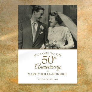 50th Golden Anniversary Wedding Photo Welcome Sign