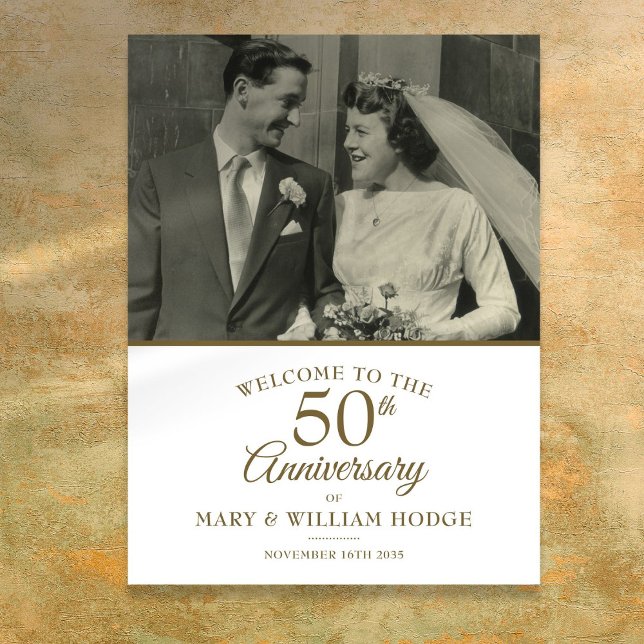 50th Golden Anniversary Wedding Photo Welcome Sign (50th Golden Anniversary Wedding Photo Welcome Sign)