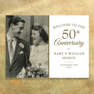 50th Golden Anniversary Wedding Photo Welcome Sign