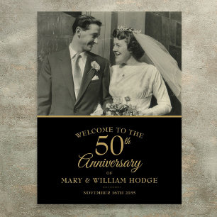 50th Golden Anniversary Wedding Photo Welcome Sign
