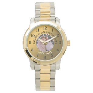 50th Golden Anniversary Wedding Year Photo Gold Watch