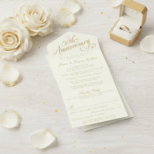 50th Golden Wedding Anniversary All In One Invitation