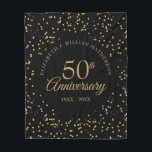 50th Golden Wedding Anniversary Black And Gold Fleece Blanket<br><div class="desc">Personalise with your special fifty years golden anniversary details in chic gold typography and delicate gold dust confetti. Designed by Thisisnotme©</div>