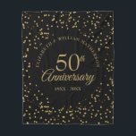 50th Golden Wedding Anniversary Black And Gold Fleece Blanket<br><div class="desc">Personalise with your special fifty years golden anniversary details in chic gold typography and delicate gold dust confetti. Designed by Thisisnotme©</div>