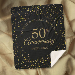 50th Golden Wedding Anniversary Black And Gold Sherpa Blanket