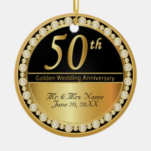50th Golden Wedding Anniversary Ceramic Ornament