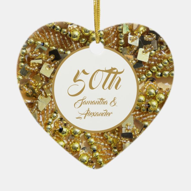 50th golden wedding Anniversary Ceramic Ornament (Front)