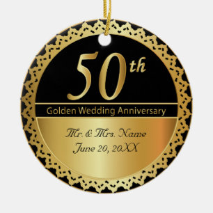 50th Golden Wedding Anniversary Ceramic Ornament