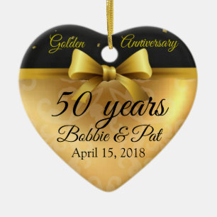 50th Golden Wedding Anniversary Chic Name Ornament