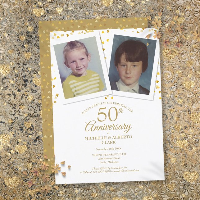 50th Golden Wedding Anniversary Childhood Photos Invitation (50th Golden Wedding Anniversary Childhood Photos Invitation)