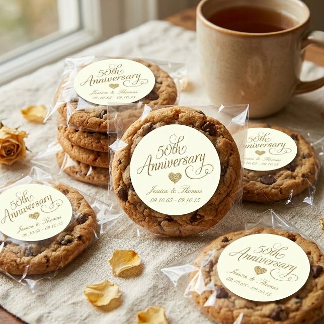 50th Golden Wedding Anniversary Classic Round Sticker (Creator Uploaded)