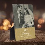 50th Golden Wedding Anniversary Confetti Photo Plaque<br><div class="desc">A beautiful 50th golden wedding anniversary keepsake featuring gold dust confetti. Personalise with a special wedding photo and anniversary details set in classic typography. Designed by Thisisnotme©</div>