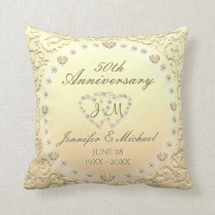 50th Golden Wedding Anniversary Cushion