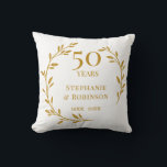 50th Golden Wedding Anniversary  Cushion<br><div class="desc">Celebrate your wedding anniversary in style with this elegant pillow. Personalise this keepsake pillow with your anniversary date and names. Perfect gift for the special couple. Easy to customise. Congratulations!</div>
