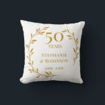 50th Golden Wedding Anniversary  Cushion<br><div class="desc">Celebrate your wedding anniversary in style with this elegant pillow. Personalise this keepsake pillow with your anniversary date and names. Perfect gift for the special couple. Easy to customise. Congratulations!</div>