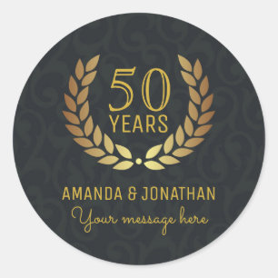 50th Golden Wedding Anniversary Customisable Classic Round Sticker