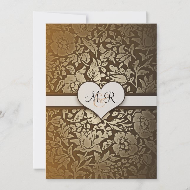 50th golden wedding anniversary damask invitations (Front)