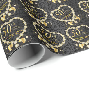 50th Golden Wedding Anniversary DIY Name & Date Wrapping Paper