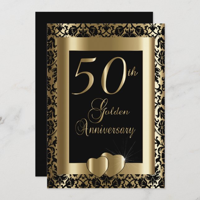 50th Golden Wedding Anniversary | DIY Text Invitation (Front/Back)