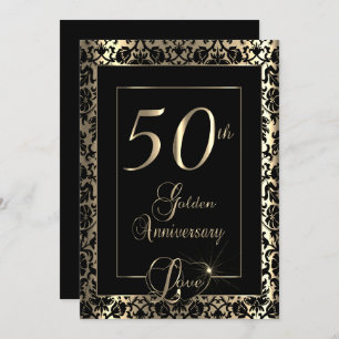 50th Golden Wedding Anniversary   DIY Text Invitation