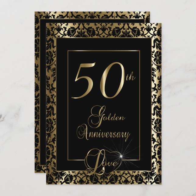50th Golden Wedding Anniversary | DIY Text Invitation (Front/Back)