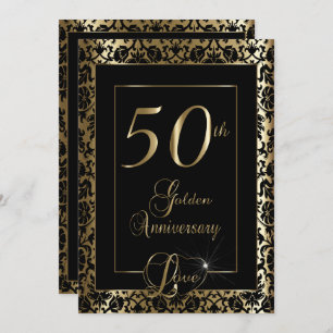50th Golden Wedding Anniversary   DIY Text Invitation