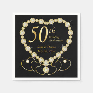 50th Golden Wedding Anniversary DIY Text Napkin