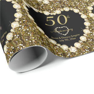 50th Golden Wedding Anniversary   DIY Text Wrapping Paper